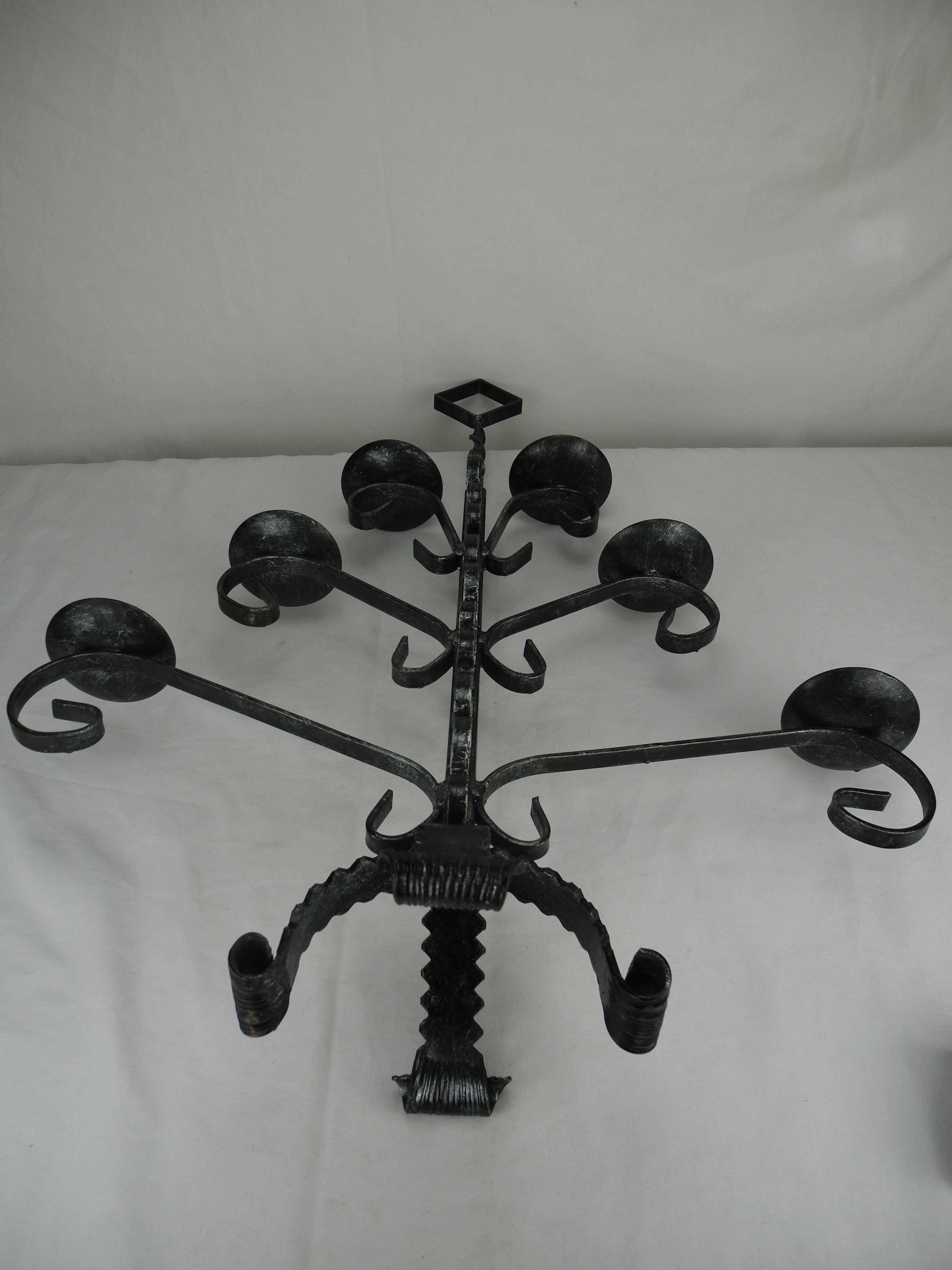 Antique wrought iron candlestick, brutalist candle holder, vintage candlestick