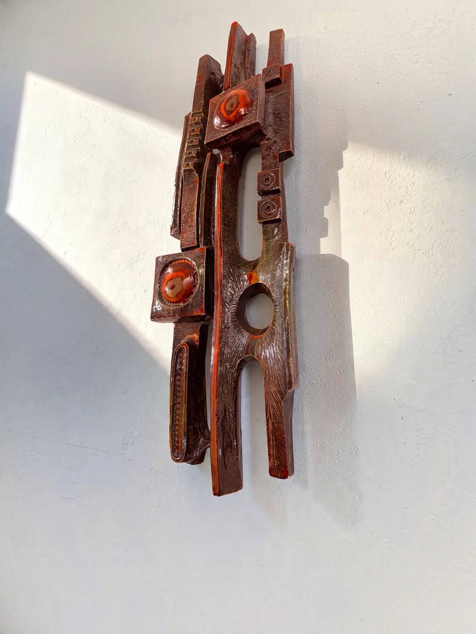 Brutalist wall sculpture, Ars Munda, German, 1970s