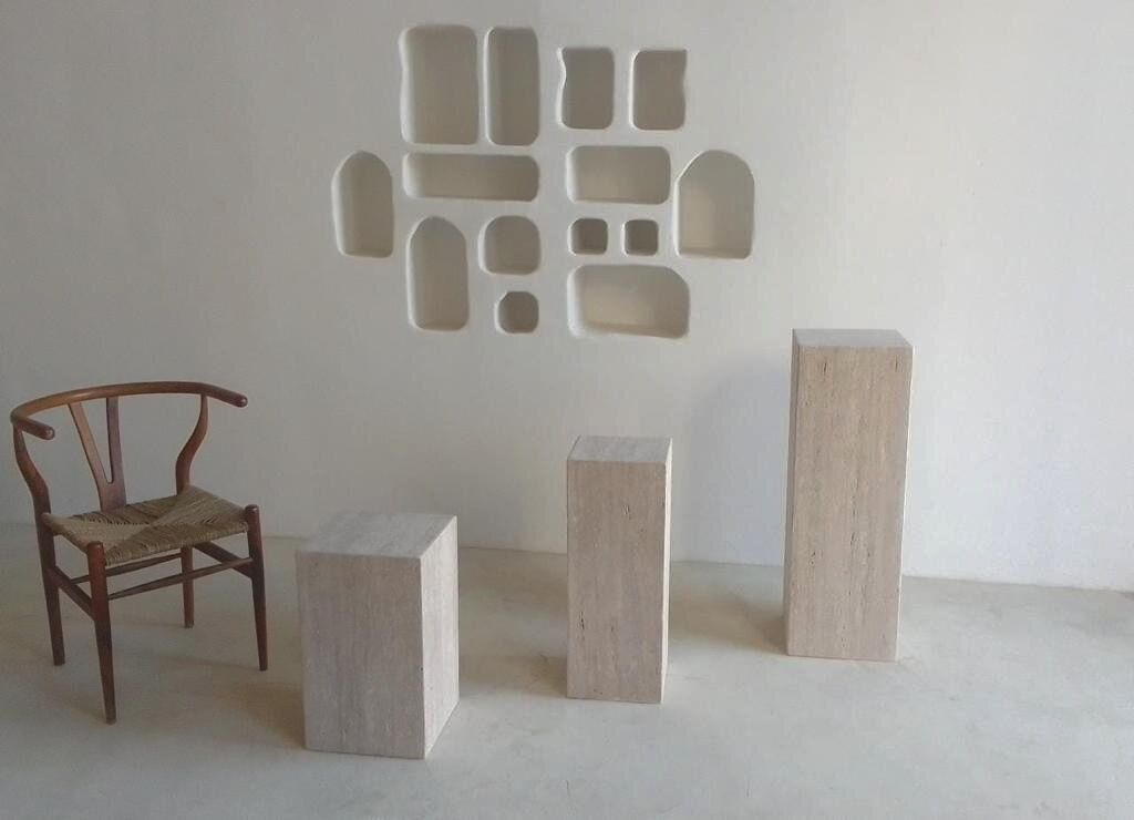 Lot de 3 colonnes Hera travertin naturel