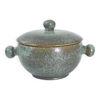 Lunetta Vallauris soup tureen and salad bowl in gilded ceramic, 1960