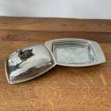 Silver metal butter dish