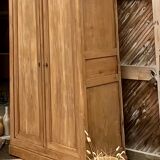 Antique wardrobe in raw solid oak