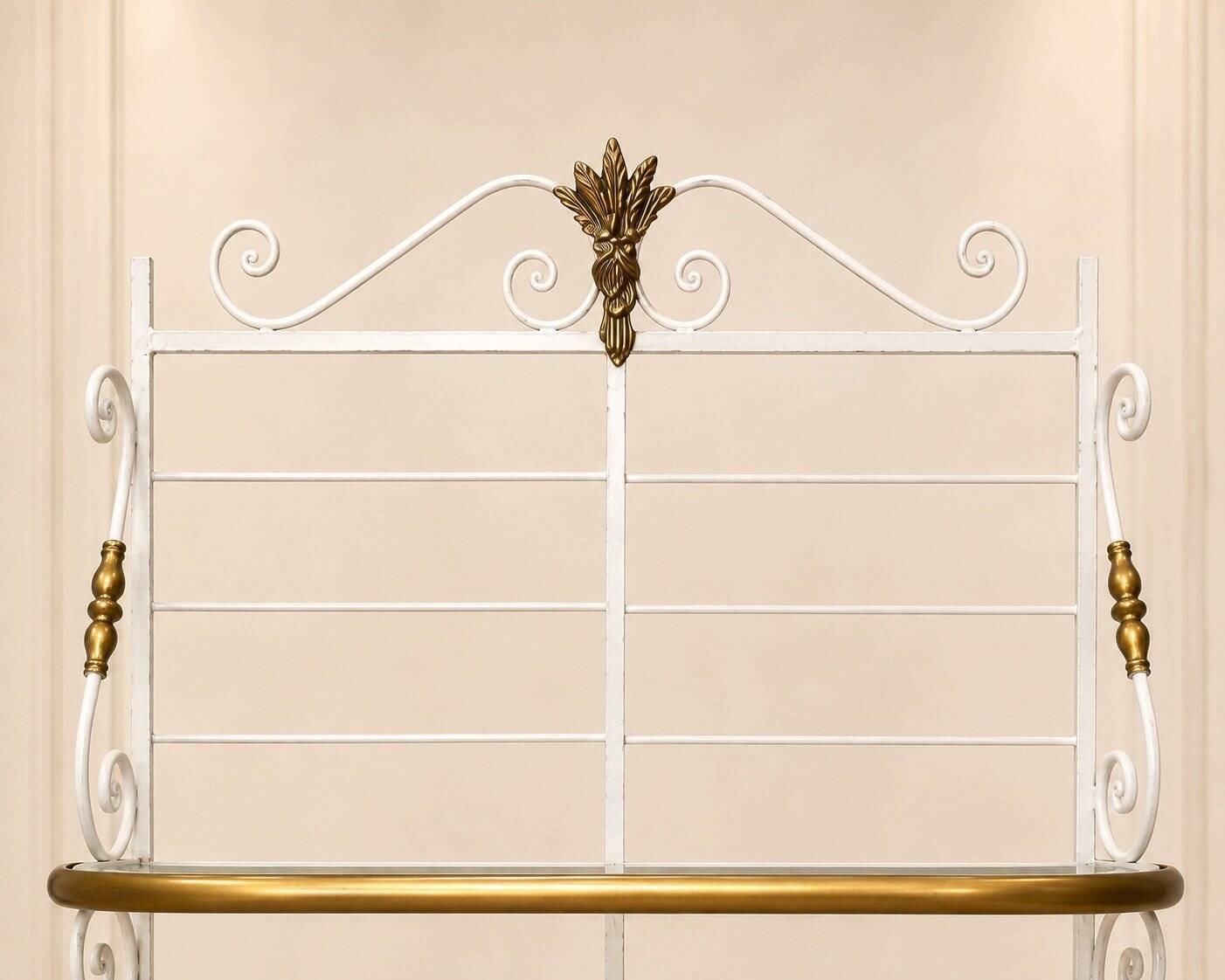 Baker's Shelf – Belle Époque Style – White Lacquered Iron and Brass