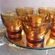 Lot 6 cups of amber smoked glass coffee - vintage