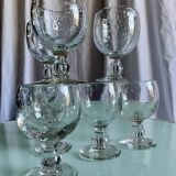 Vintage Biot-style bubbled stemmed glasses