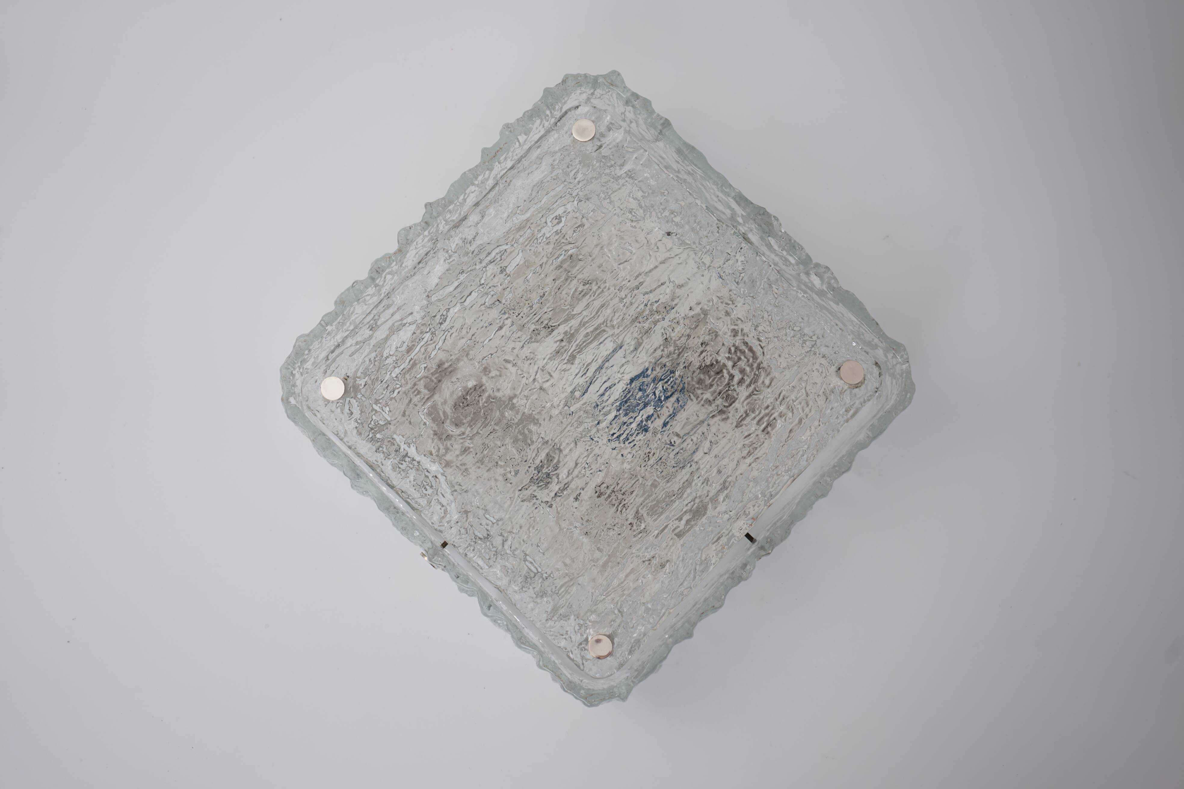 Ice glass ceiling lamp by Kaiser Leuchten 1970s
