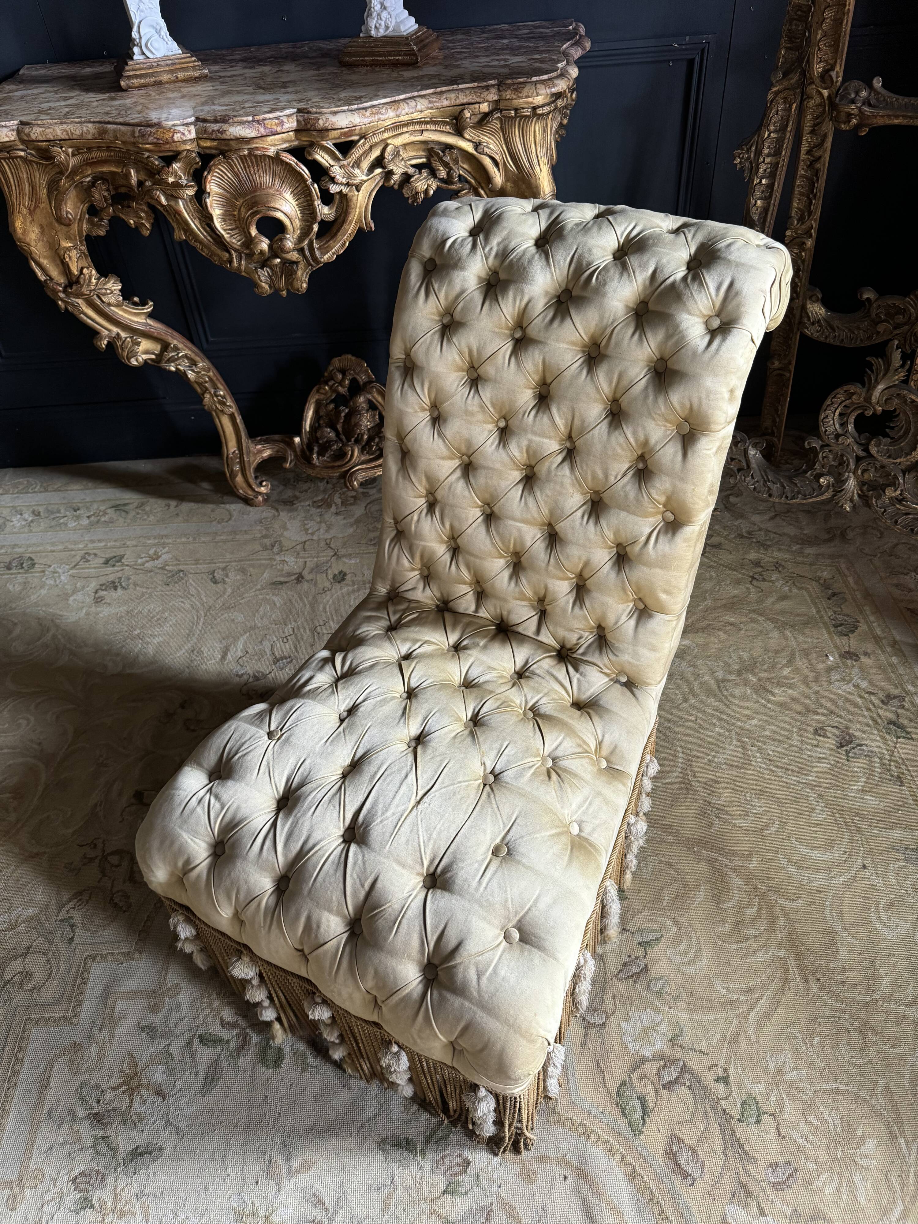 Napoleon III period armchair in yellow upholstered fabric - 19th century
