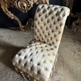 Napoleon III period armchair in yellow upholstered fabric - 19th century