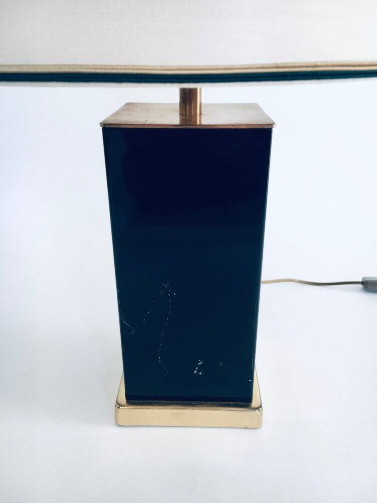 Hollywood Regency Style Black & Gold Square Table Lamp, 1970s