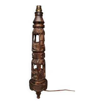 Large tower lamp base - african art - unique hand-carved piece - 1950s