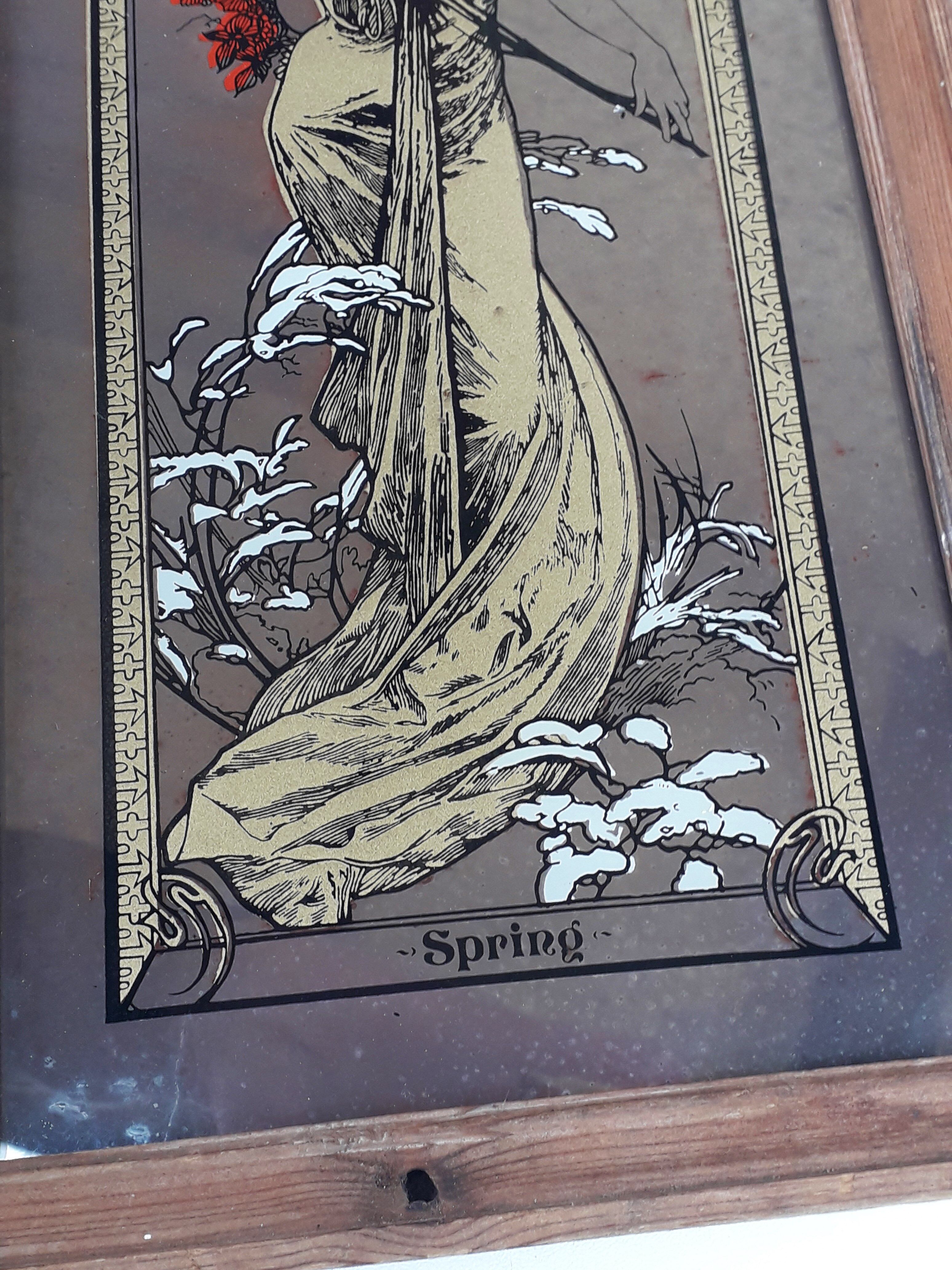 Alphonse Mucha painting mirror illustrated 1960