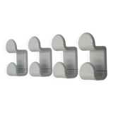 Ensemble de quatre crochets Gedy vintage en blanc, Italie, années 1970