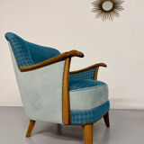 Lot of 2 sculptural Danish design armchairs from the 1940s, vintage.