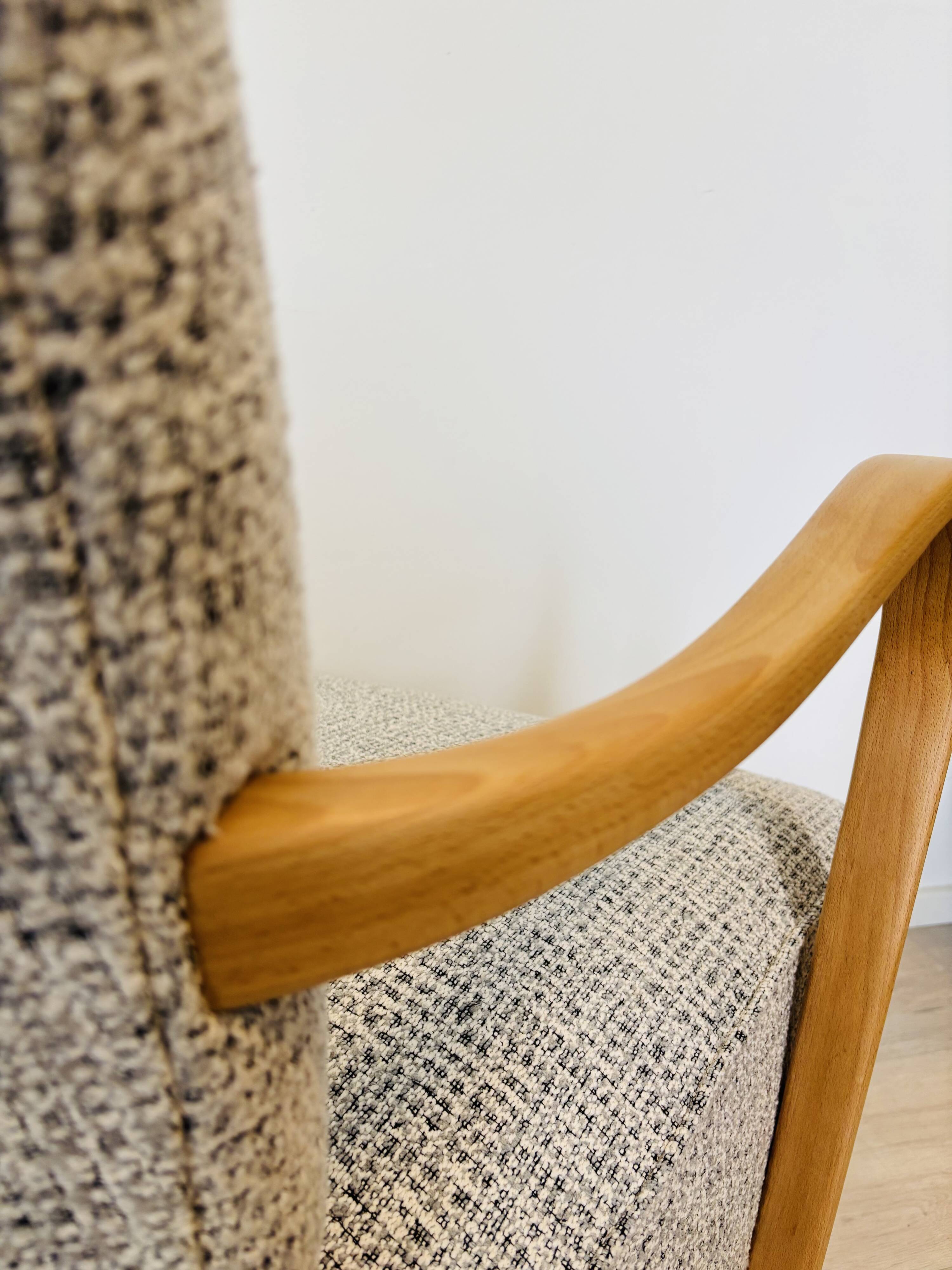 Fully Restored Vintage Lounge Arm Chair by Jindrich Halabala H-237, 1950’s