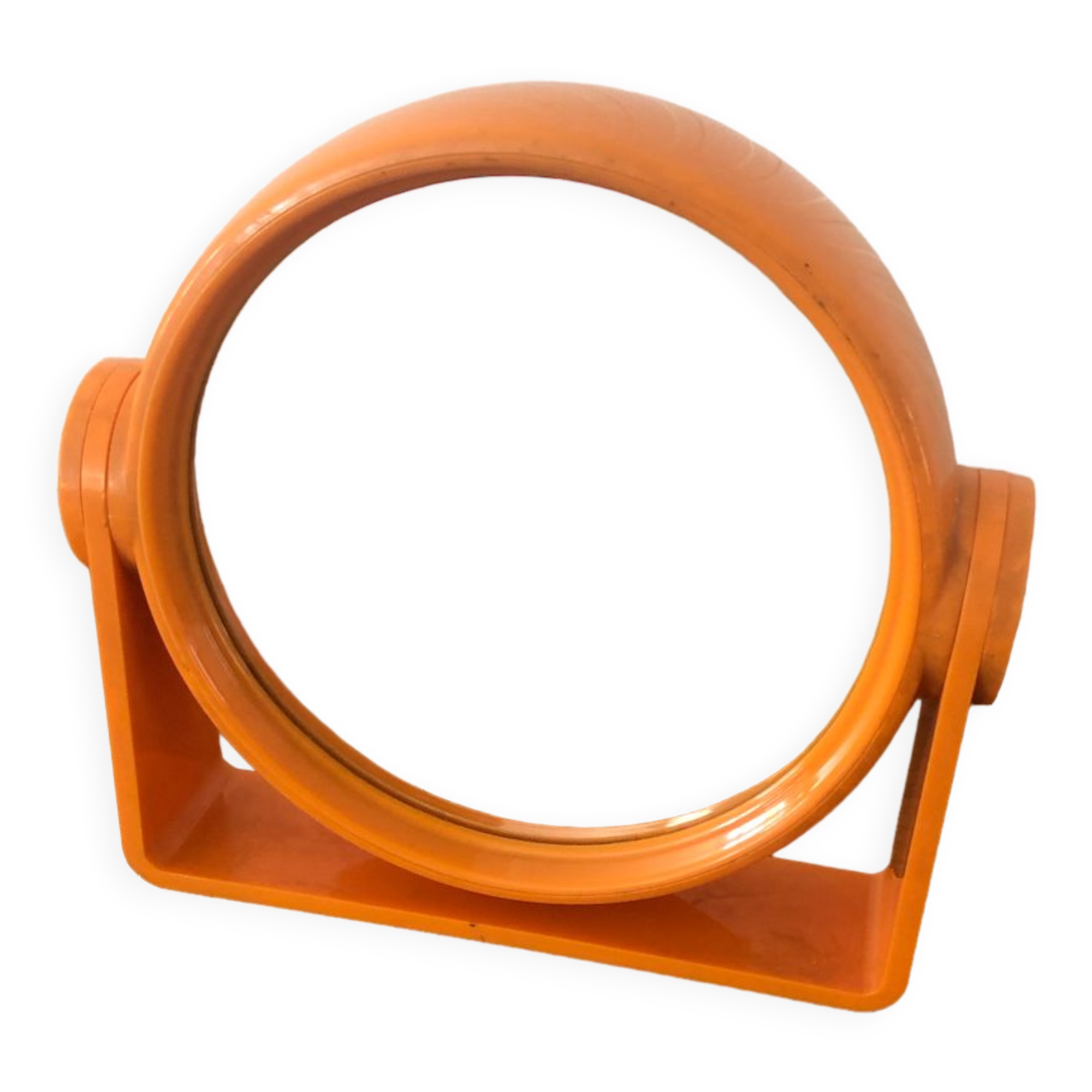 Orange plastic makeup mirror Vintage year 70