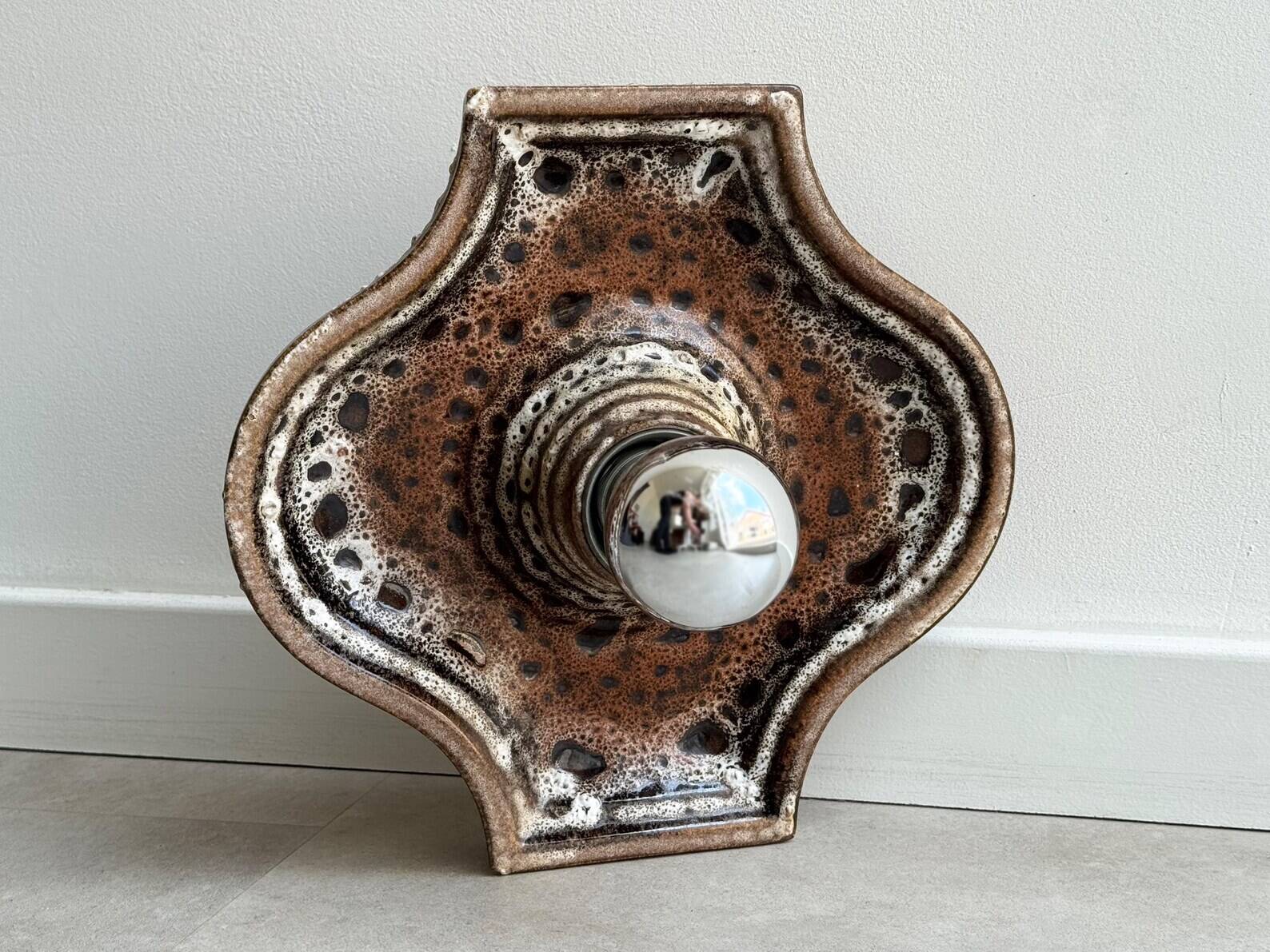 Vintage Fat Lava ceramic Hustadt Leuchten wall lamp