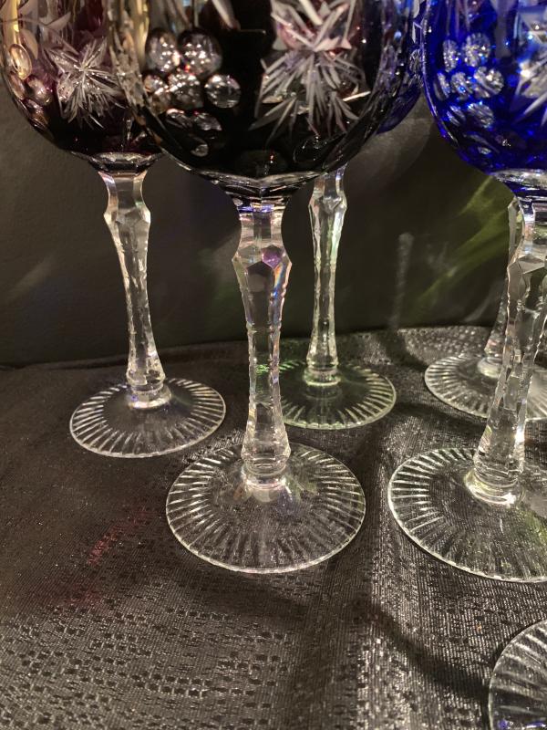 Saint Louis Baccarat colored crystal wine glasses