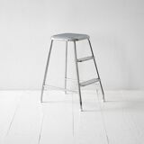 Escabeau scandinave vintage en acier et formica