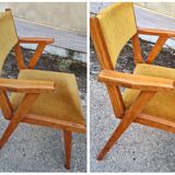 2 vintage compass foot chairs