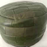 Vintage leather pouf patchwork 70s
