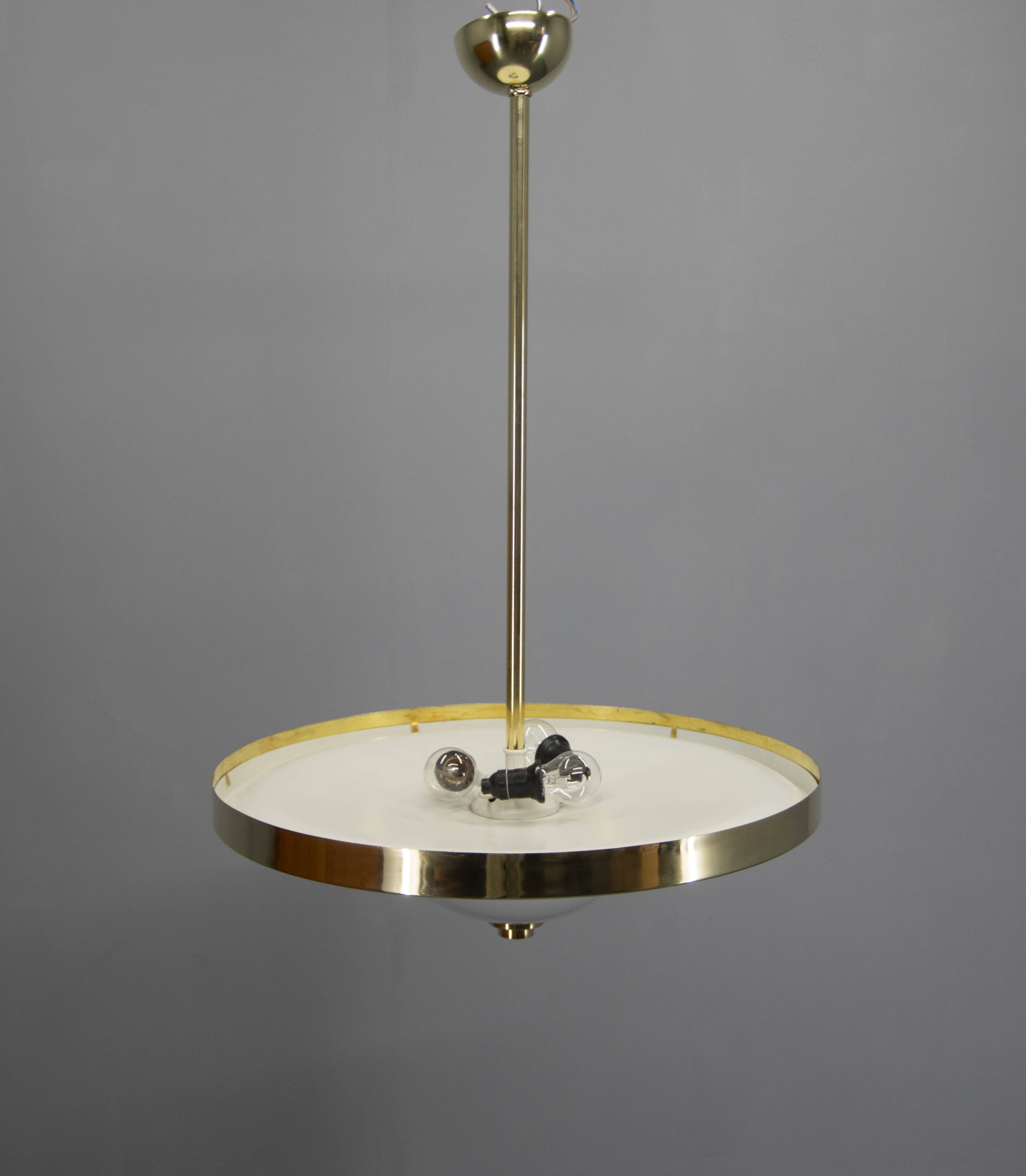 Bauhaus Brass Chandelier by Franta Anyz, 1930, Restored