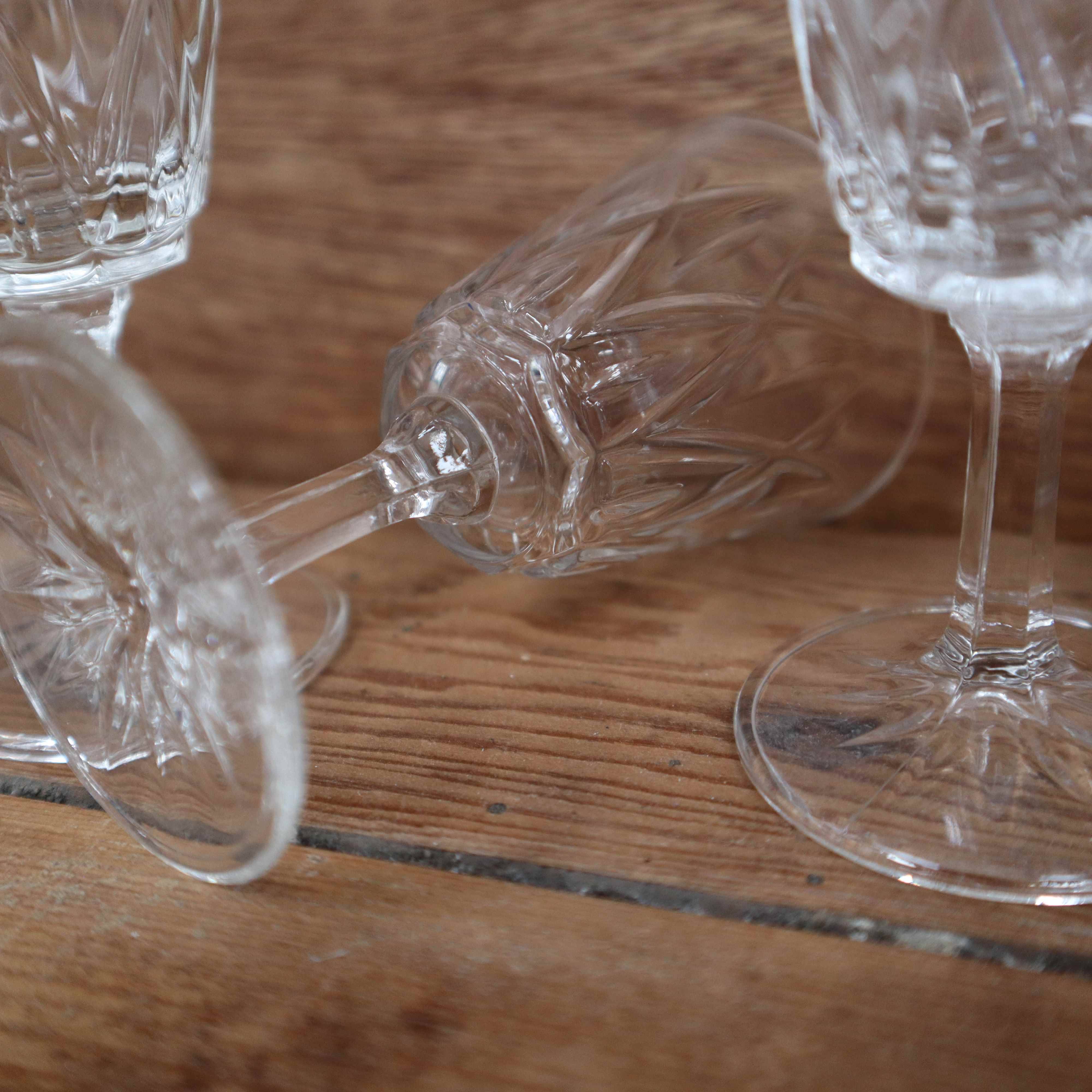 Set of 6 Arlequin liqueur glasses in Reims crystal glass 1950