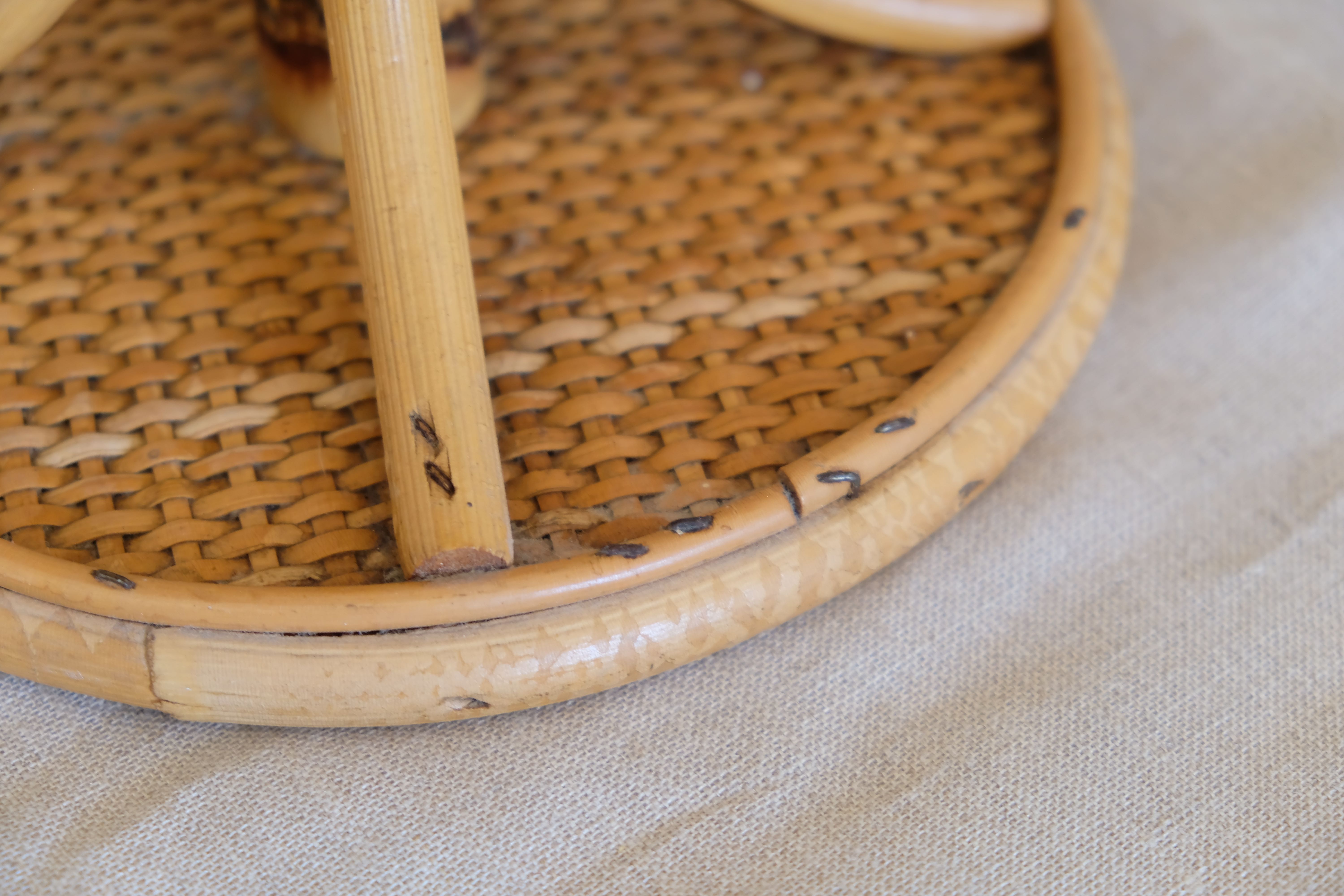 Rattan table lamp 50s piece signed