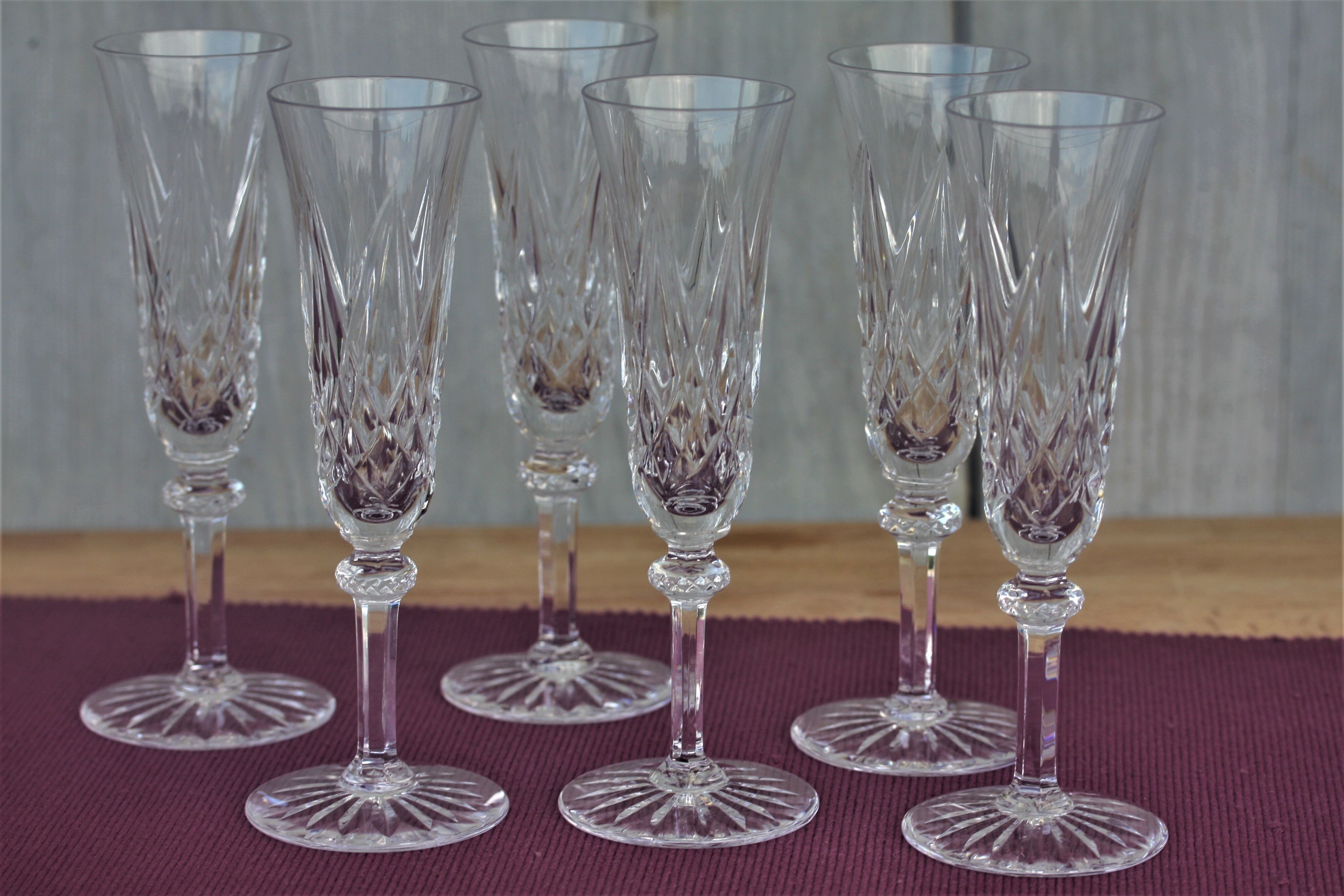 Sammy model series of 6 St. Louis Crystal champagne flutes