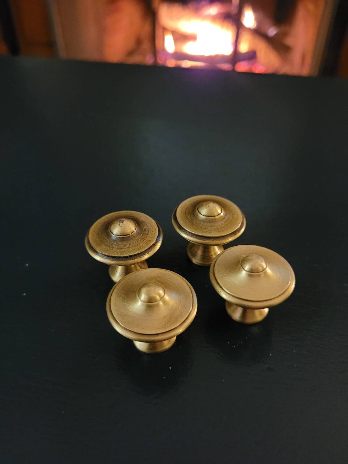 4 patinated brass furniture knobs 25mm