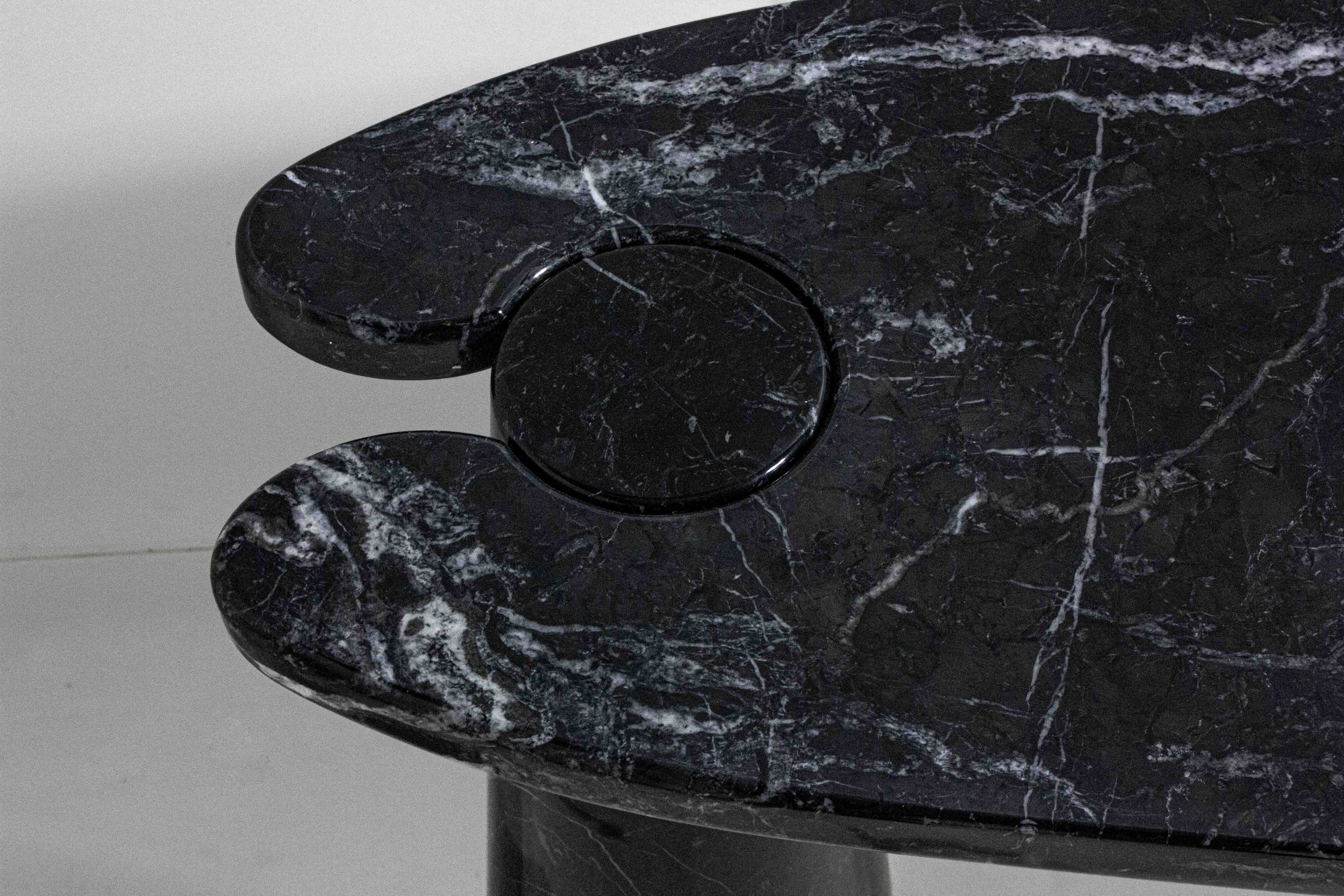 'Eros' console table in black marquina marble by Angelo Mangiarotti