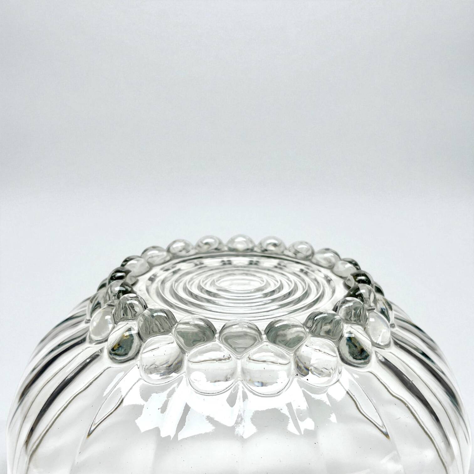 Fruit salad service in molded glass and gilt decoration with balls, 1950