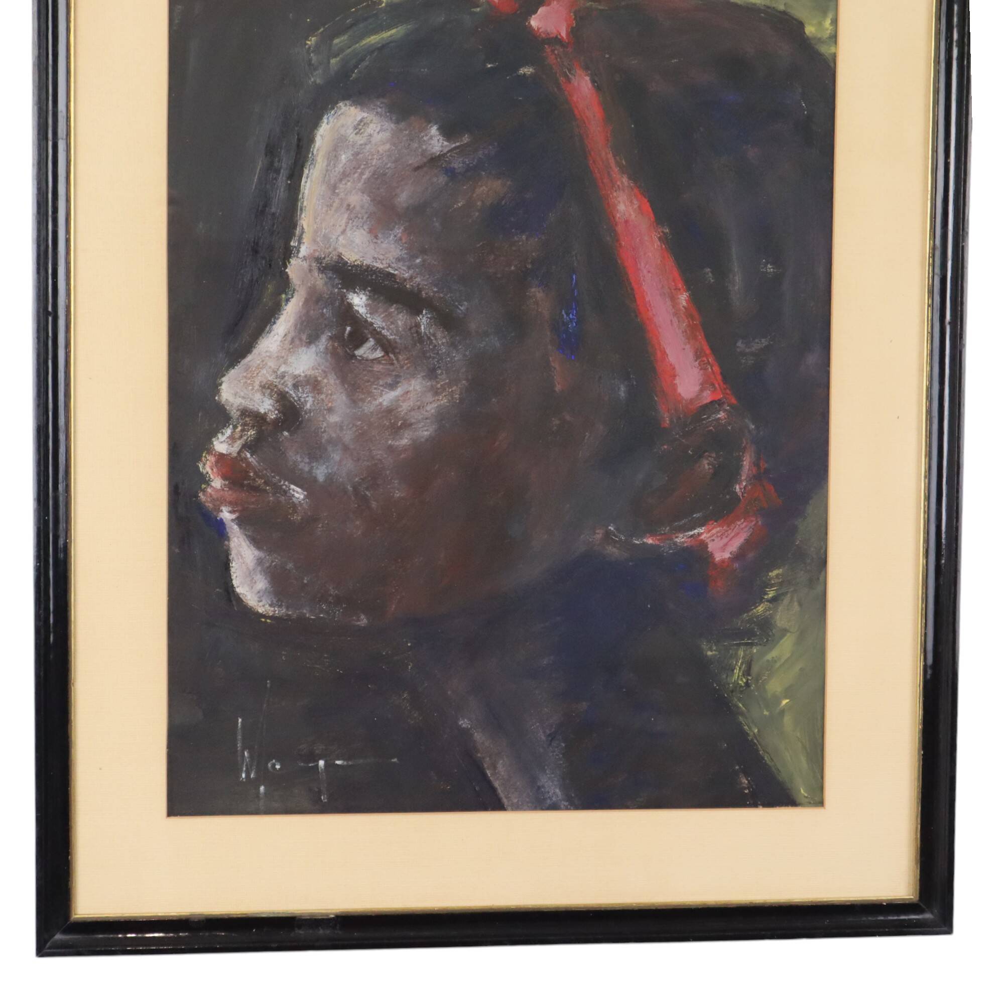 African Girl Art Painting on Paper Weyne 66x56cm