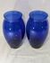 Paire vases - verre cristallin bleu