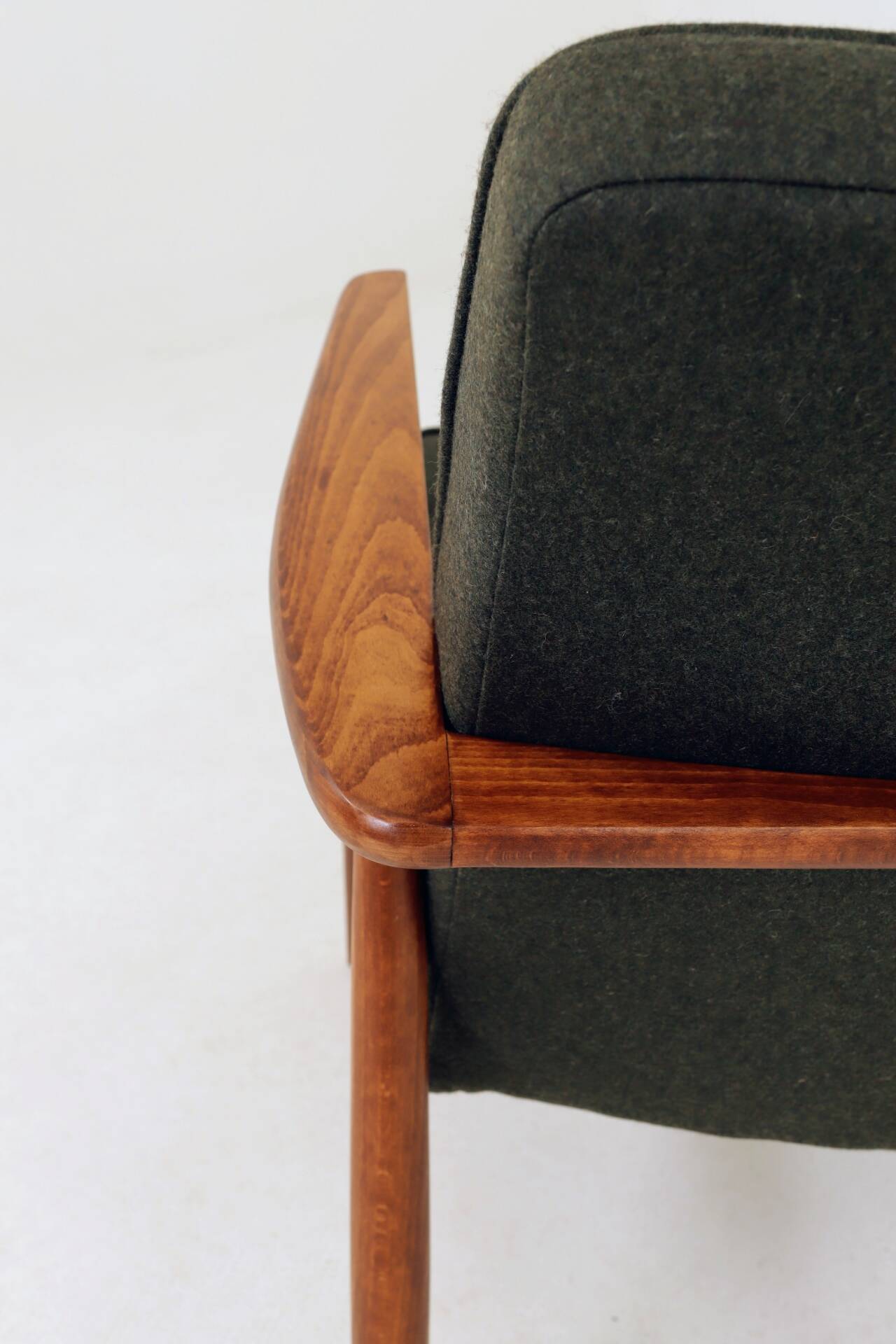 Modern living room chair deep olive green wool by M.Zielinski