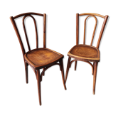 Pair of curved wooden bistro chairs