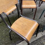 Lot de 10 chaises industrielles école dépareillées vintage mullca tube & bois french school chairs 6