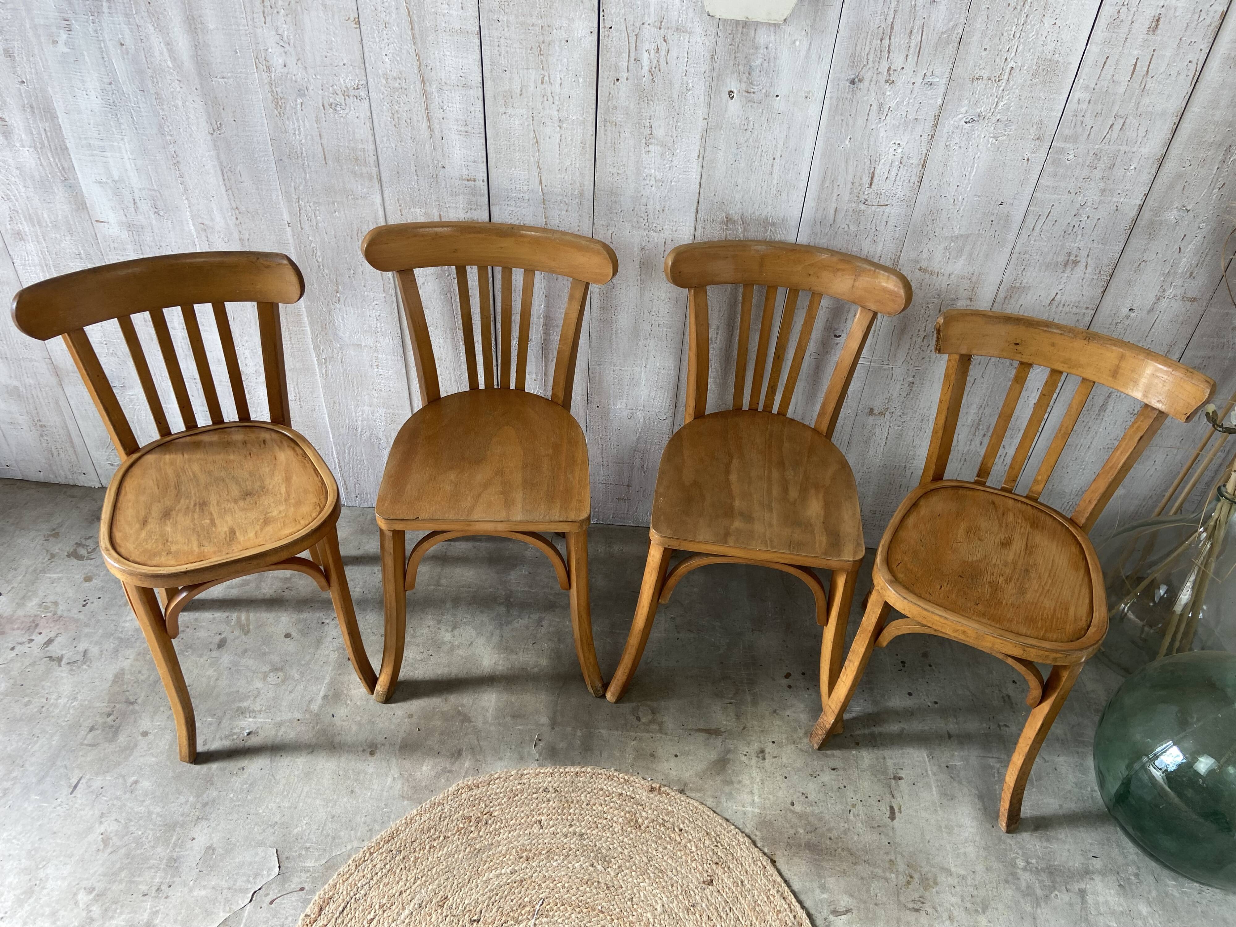 Set of 4 mismatched bistro chairs