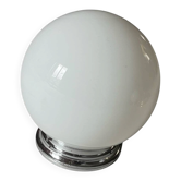 Ceiling light or wall light with a white opaline glass globe, 20 cm, chrome rose.