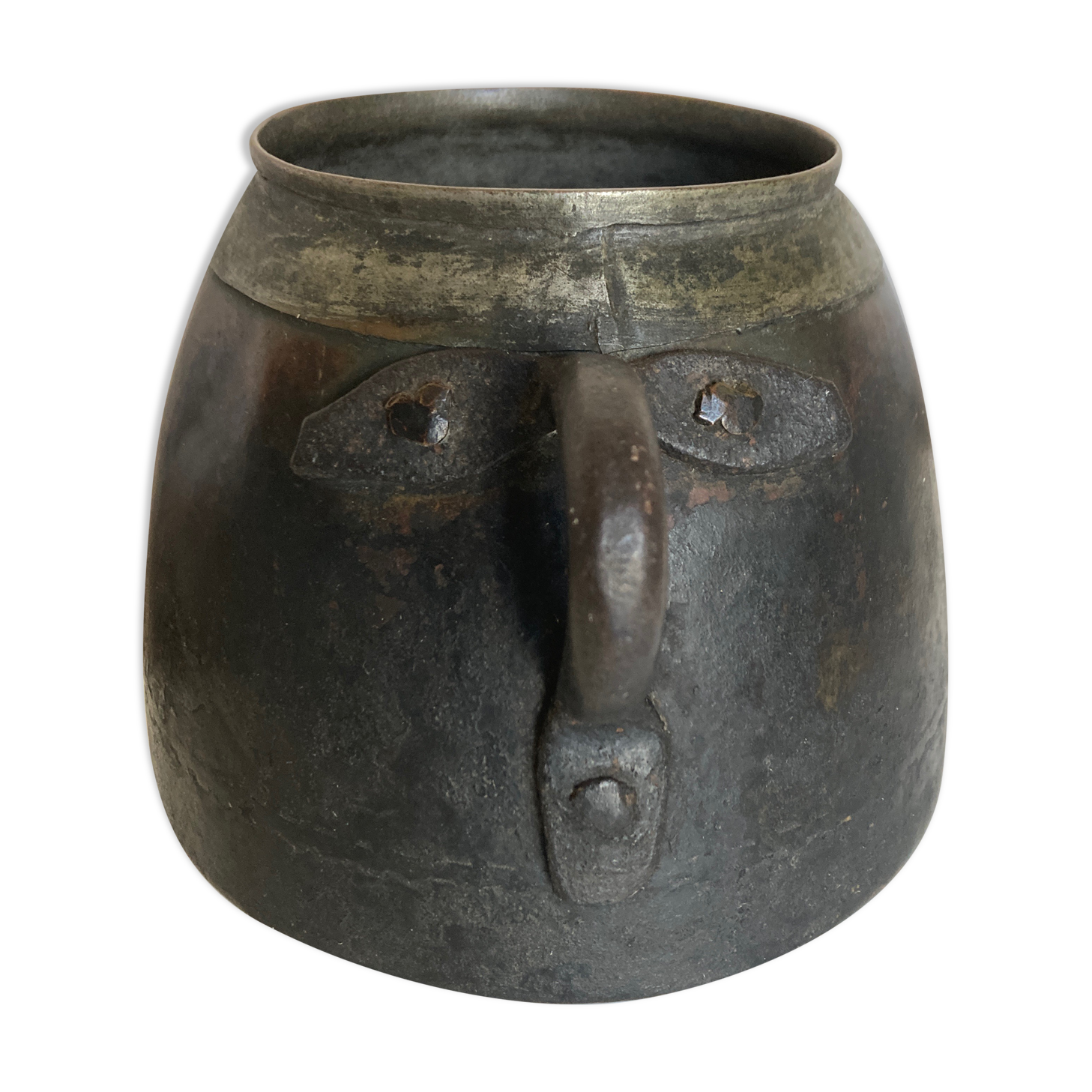 Pot cover vase face 1900 patina of origin