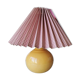 Vintage ceramic table lamp with pleated hood in 80s fabric
