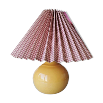 Lampe en céramique vintage avec abat-jour tissu années 80
