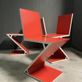 Set of 4 Zig Zag chairs, 1990's