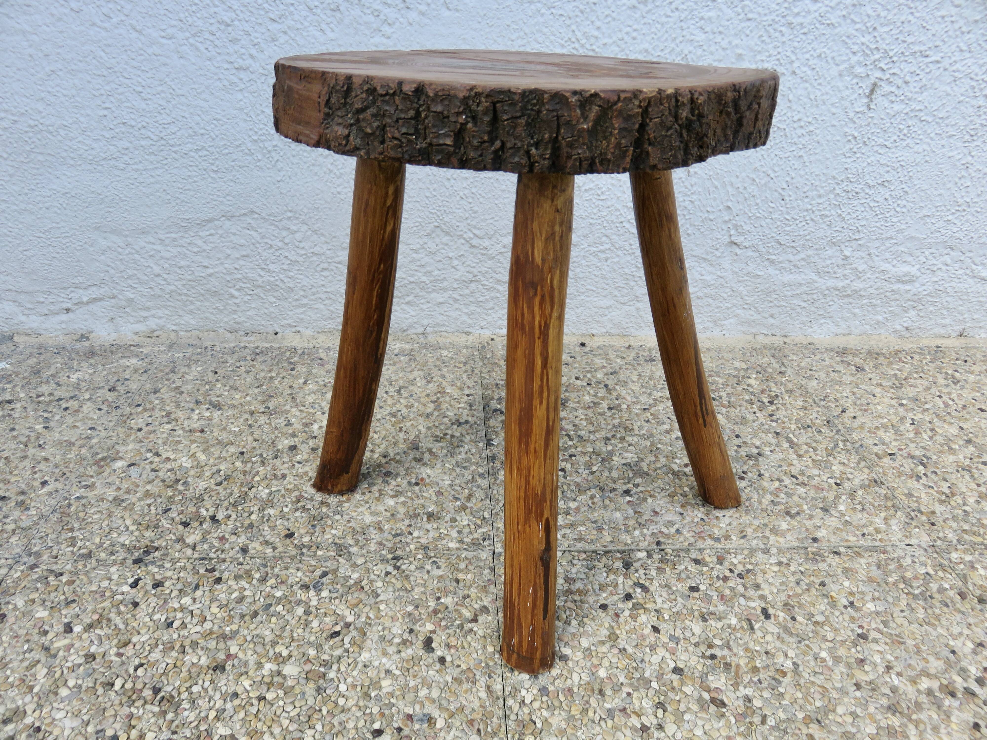 Brutalist stool in solid wood