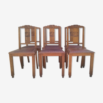 Six art deco chairs
