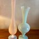 Duo de soliflores en opaline rose et bleu gris