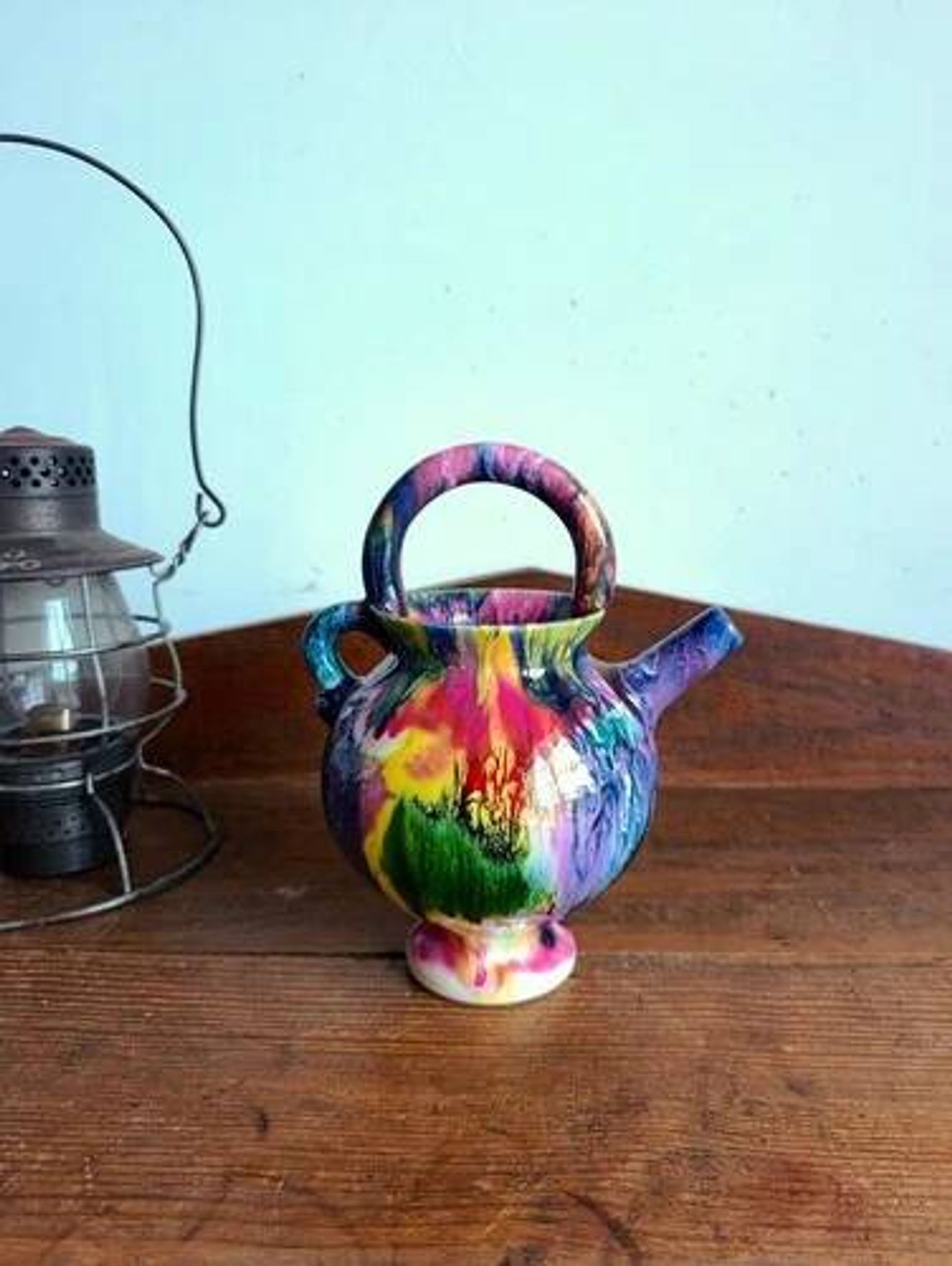 Vase / Pichet Céramique Multicolore - signé Dressinval - Années 60's - Vallauris