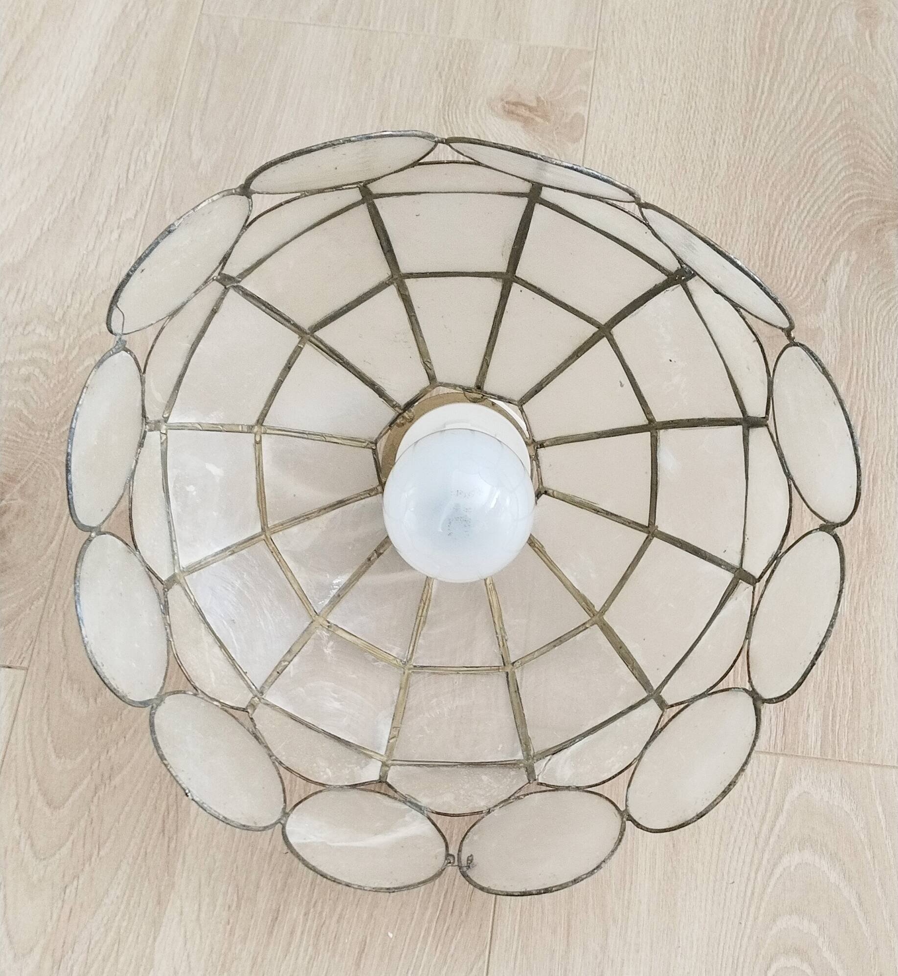 Mother-of-pearl and brass pendant light