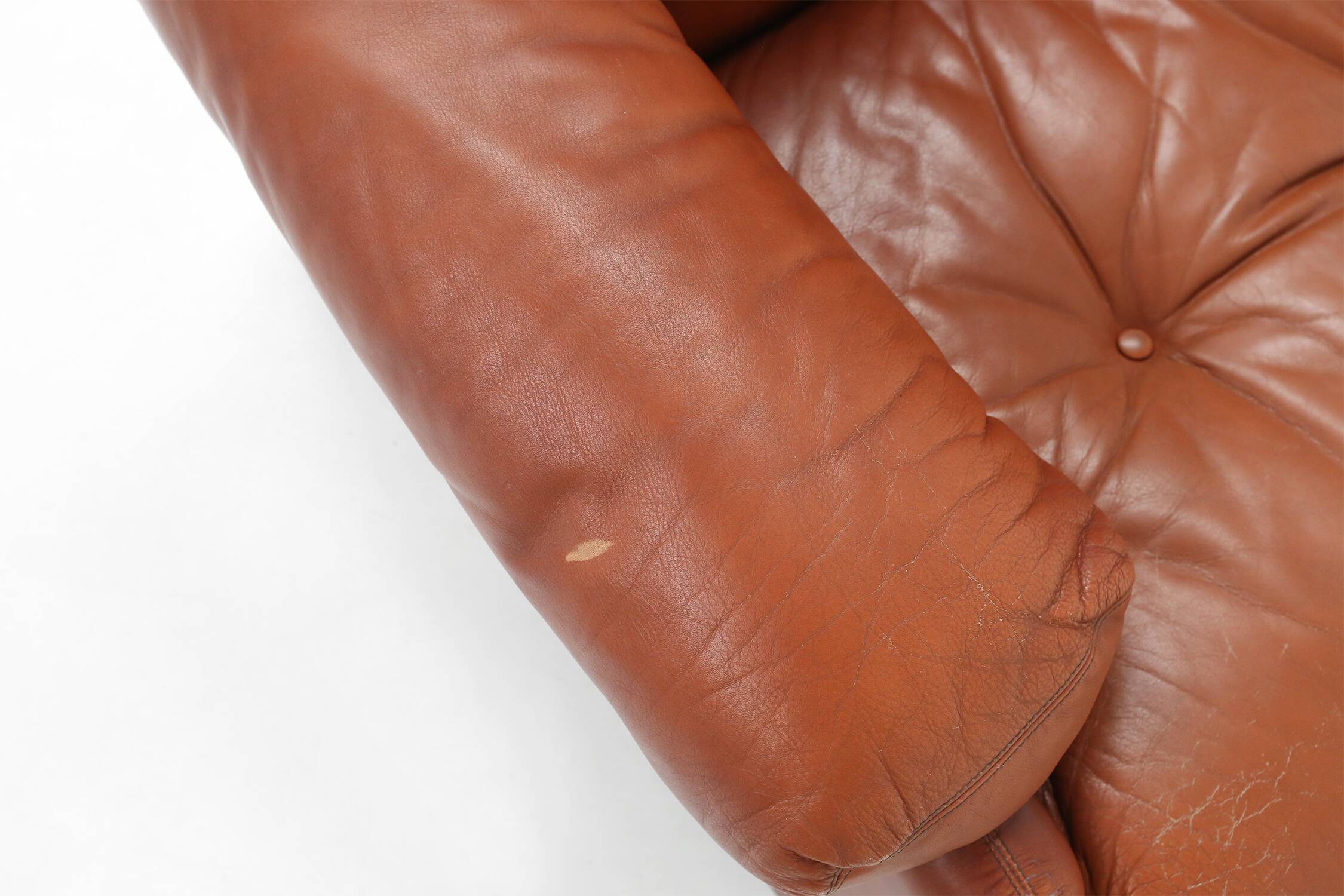 Brown leather 2-seater sofa Coronado by Tobia Scarpa for B&B Italia, Italy ca. 1960