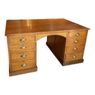 Antique oak partner desk
