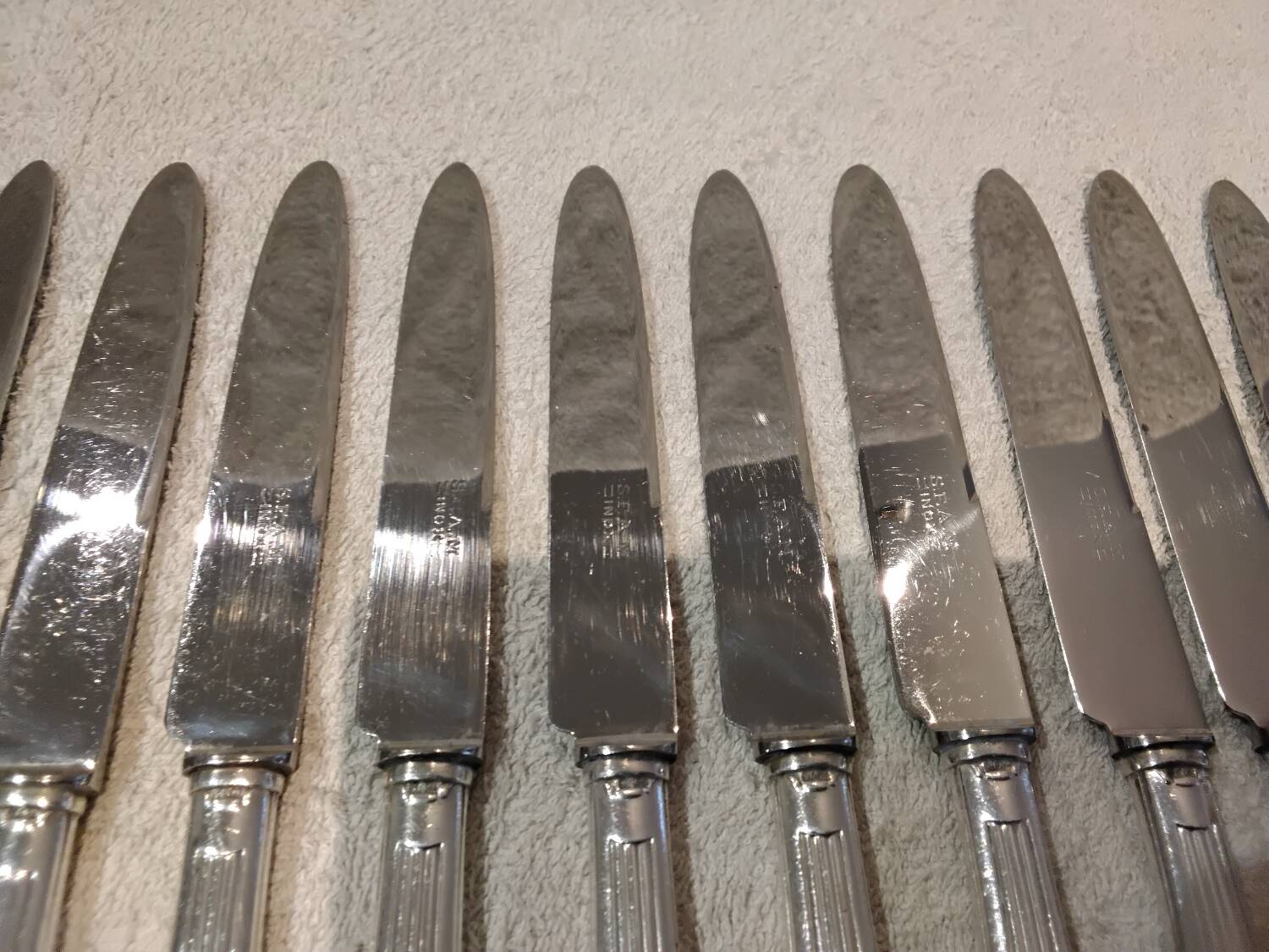 12 dessert knives with silver metal handles, goldsmith SFAM art deco